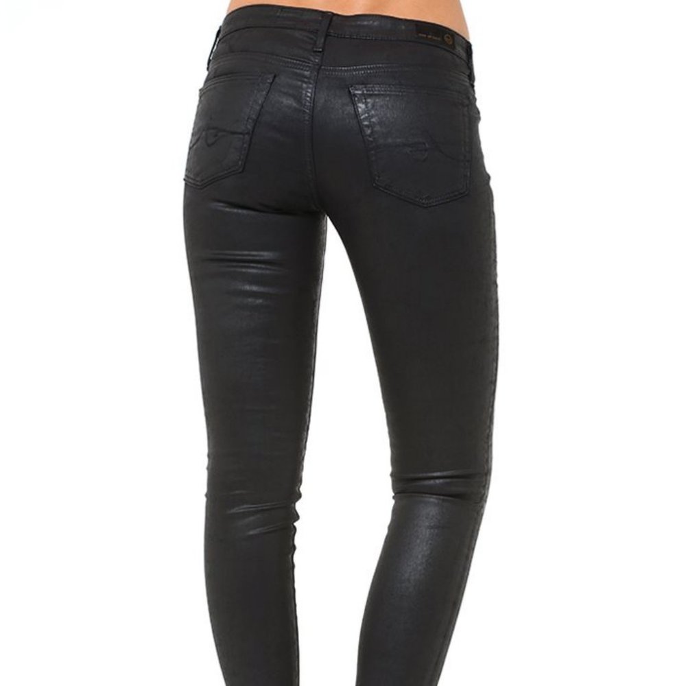 AG jeans leatherette coated waxed faux leather super skinny